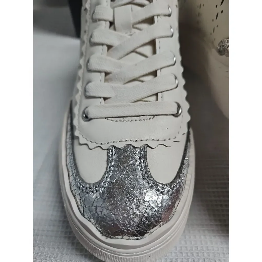 Vince Camuto JENLIE Sneaker laced up Coconut Cream+ Silver woman Sz‎  36/5.5M